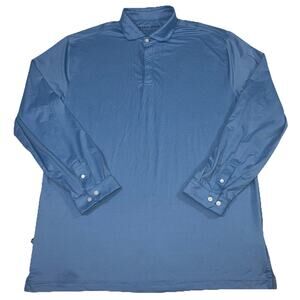 Mizzen+Main Polo Shirt Men’s Size 2XL Blue Long-sleeve Trim Fit Preppy Casual